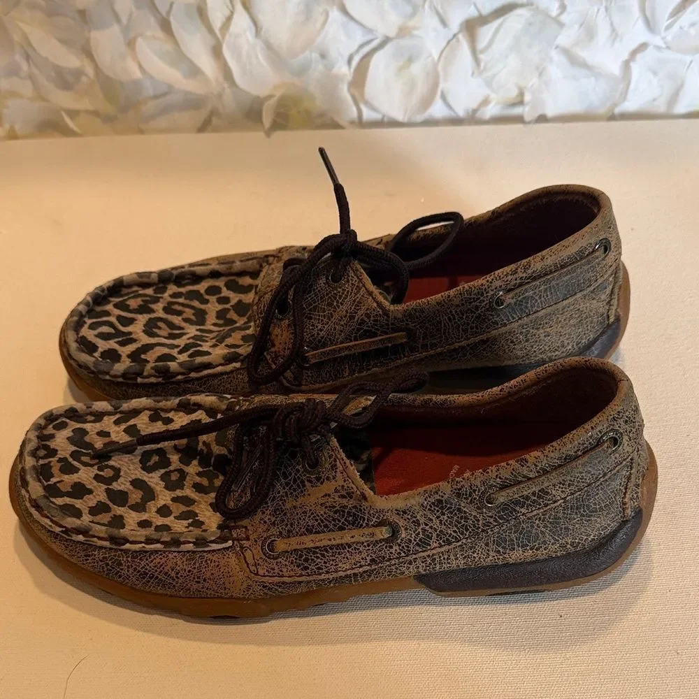 Twisted X Leopard Print Casual Moccasin - Brown and Black